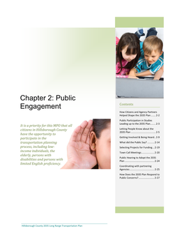 Public Engagement Contents How Citizens and Agency Partners Helped Shape the 2035 Plan
