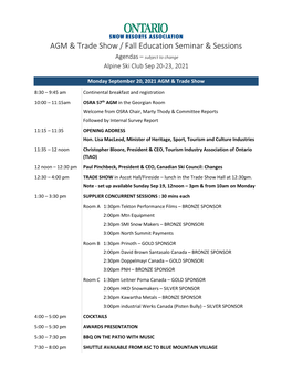 AGM & Trade Show / Fall Education Seminar & Sessions