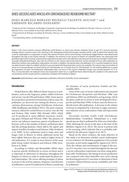 Does Oeceoclades Maculata(Orchidaceae) Reabsorb Nectar?