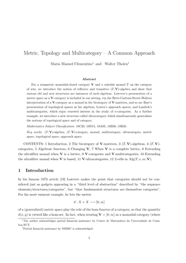 Metric, Topology and Multicategory – a Common Approach