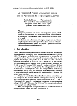 A Proposal of Korean Conjugation System and Its Application to Morphological Analysis