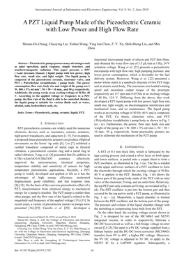 A PZT Liquid Pump Made of the Piezoelectric Ceramic with Low Power and High Flow Rate