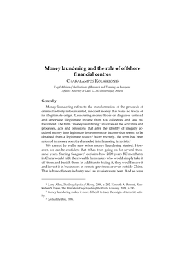 Money Laundering and the Role of Offshore Financial Centres