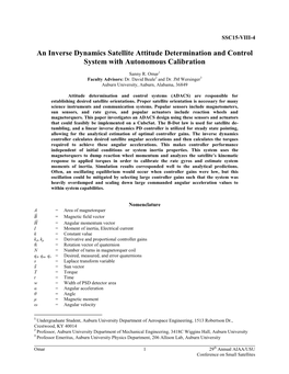 An Inverse Dynamics Satellite Attitude Determination and Control System with Autonomous Calibration