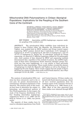 Mitochondrial DNA Polymorphisms in Chilean Aboriginal Populations: Implications for the Peopling of the Southern Cone of the Continent