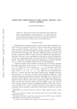 Arxiv:1911.04480V1 [Math.LO] 11 Nov 2019 Xssasequence a Exists Where Rnilscmsfrom Comes Principles X 03E05