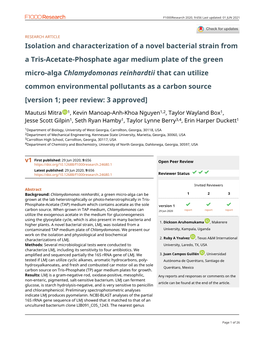 Isolation and Characterization of a Novel Bacterial Strain From