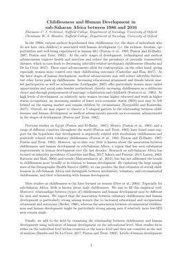 Childlessness and Human Development in Sub-Saharan Africa Between 1986 and 2016 Florianne C