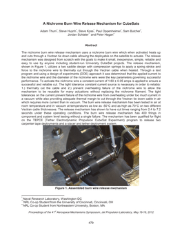 A Nichrome Burn Wire Release Mechanism for Cubesats