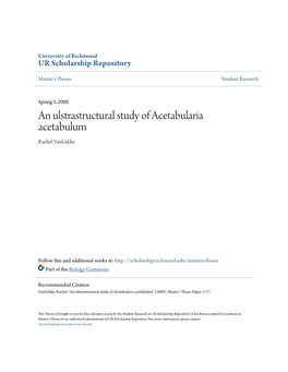 An Ulstrastructural Study of Acetabularia Acetabulum Rachel Vangilder
