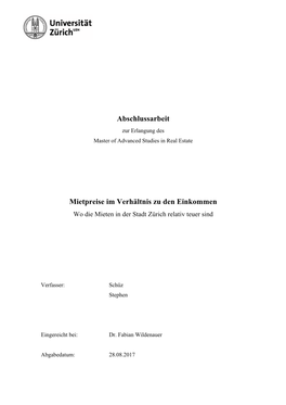 Abschlussarbeit Mietpreise Im Verhältnis Zu Den Einkommen