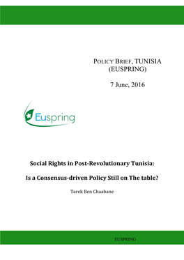 POLICY BRIEF, TUNISIA (EUSPRING) 7 June, 2016