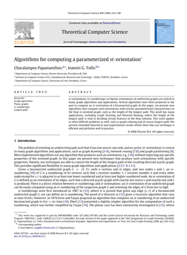 Algorithms for Computing a Parameterized St-Orientation$