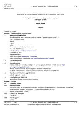 Servizi Connessi Alla Produzione Agricola 2017/S 241-500646