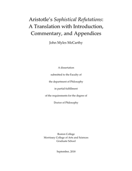 Aristotle's Sophistical Refutations: a Translation with Introduction