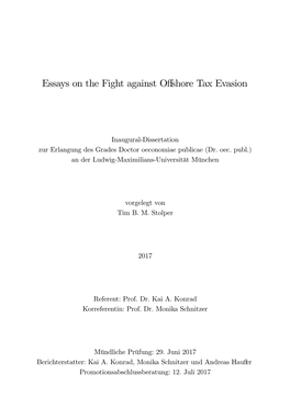 Essays on the Fight Against Offshore Tax Evasion