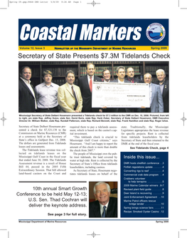 Spring 2009 Secretary of State Presents $7.3M Tidelands Check