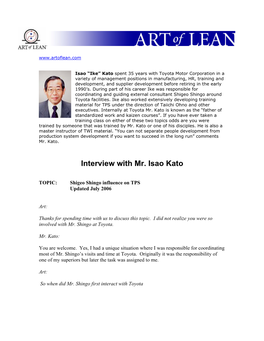 Interview with Mr. Isao Kato
