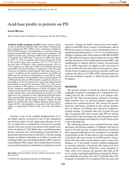 Acid-Base Profile in Patients on PD