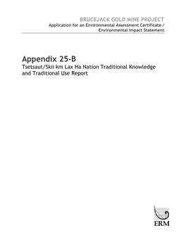 Brucejack Gold Mine Project: Tsetsaut/Skii Km Lax Ha Nation Traditional Knowledge and Traditional Use Report