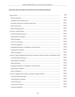 2021 Usda Explanatory Notes-Food and Nutrition Service