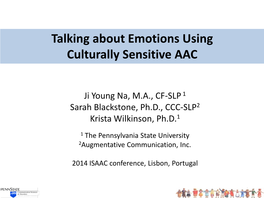 Cultural Considerations for Communication About Emotions Using AAC