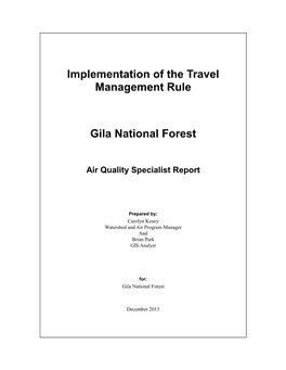 Implementation of the Travel Management Rule Gila National