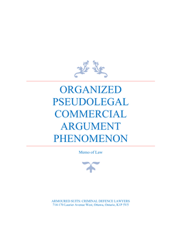 Organized Pseudolegal Commercial Argument Memo Of