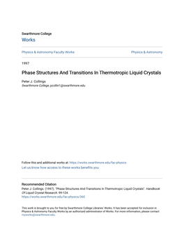 Phase Structures and Transitions in Thermotropic Liquid Crystals