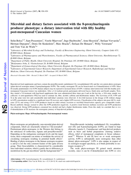 Microbial and Dietary Factors Associated with the 8