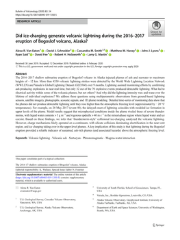 Did Ice-Charging Generate Volcanic Lightning During the 2016–2017 Eruption of Bogoslof Volcano, Alaska?