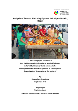 Analysis of Tomato Marketing System in Lalitpur District, Nepal