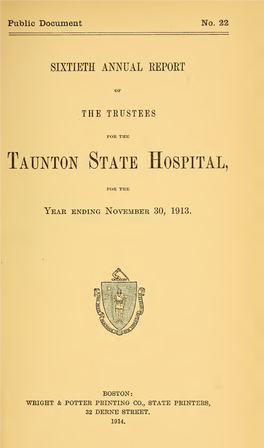 Annual Report of the Trustees of the Taunton State Hospital