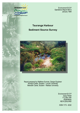 Tauranga Harbour Sediment Source Survey