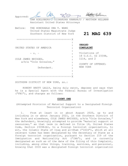 ROBERT BRETT LALLY, Being Duly Sworn, Deposes and Says That He Is a Special Agent with the Federal Bureau of Investigation (“FBI”), and Charges As Follows