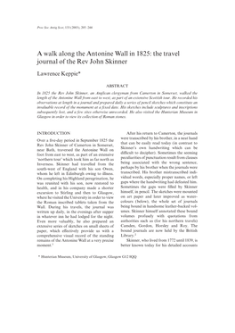 A Walk Along the Antonine Wall in 1825: the Travel Journal of the Rev John Skinner