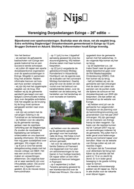 Vereniging Dorpsbelangen Ezinge – 26 Editie –