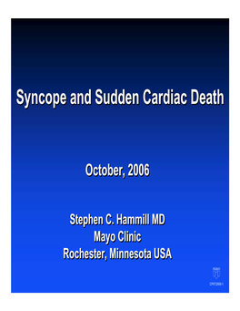 Syncope and Sudden Cardiac Death