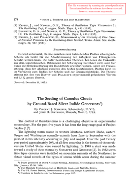 The Seeding of Cumulus Clouds by Ground-Based Silver Iodide Generators 1) by VINCENT J