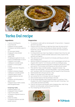 Tarka Dal Recipe