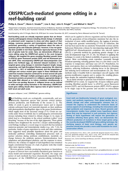 CRISPR/Cas9-Mediated Genome Editing in a Reef-Building Coral