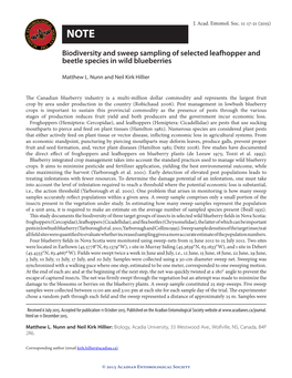 Biodiversity and Sweep Sampling of Selected Leafhopper and Beetle Species in Wild Blueberries