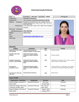 University Faculty Proforma