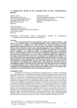 A Comparative Study of the Essential Oils of Four Goniothalamus Species