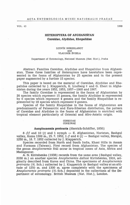 HETEROPTERA of AFGHANISTAN Coreidae, Alydidae, Rhopalidae