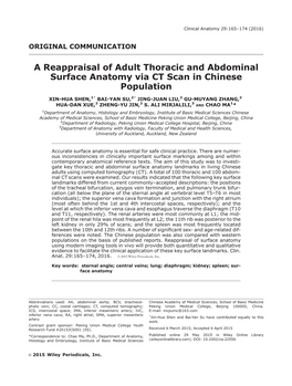 A Reappraisal of Adult Thoracic and Abdominal Surface Anatomy Via CT Scan in Chinese Population