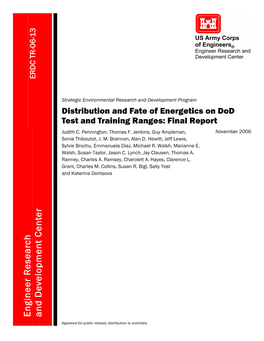 Distribution and Fate of Energetics on Dod Test and Training Ranges: Final Report Judith C