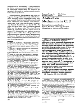 Abstraction Mechanisms in CLU