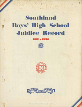 Southland Boys' High Sehool Jubilee Reeord 1881-1930