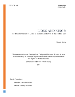 LIONS and KINGS: the Transformation of Lions As an Index of Power in the Middle East